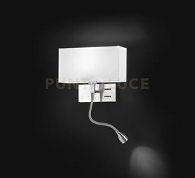 Applique cromo spazzolato paralume tessuto bianco 1 luce attcco e14...