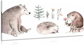 Quadro su tela – Animali nel bosco che si rilassano