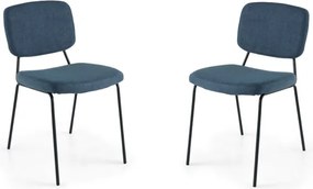 Sedia metallo seduta tessuto Blu - TULLIA 2 sedie