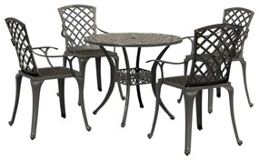 Set Da Pranzo Da Giardino 5 Pz Bronzo İn Alluminio Pressofuso /