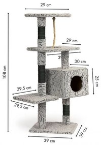 Albero tiragraffi per gatti con casetta in grigio