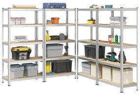 Scaffali Resistenti 5 Ripiani 4pz Argento Acciaio E Multistrato /