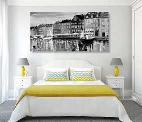 Stampa su tela – Dipinto a olio di Venezia in bianco e nero