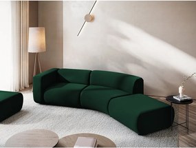 Chaise longue verde scuro (con penisola a destra) con rivestimento in velluto Ekahi – Makamii