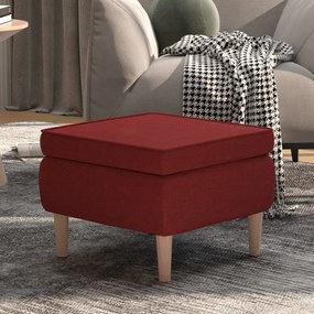 Poggiapiedi Con Gambe İn Legno Rosso Vino İn Tessuto /
