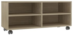 Mobile tv con ruote rovere sonoma 90x35x35 cm legno multistrato