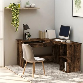 Scrivania Angolare Rovere Fumo 120x140x75 Cm Legno Multistrato /