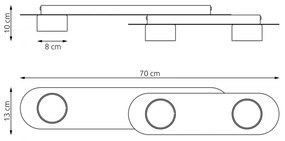 Lampada da soffitto in acciaio STILO 3 nera da interno 3xGX53 Colore del corpo Nero