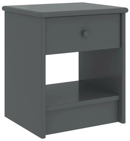 Comodino Grigio Scuro 35x30x40 Cm İn Legno Massello Di Pino /