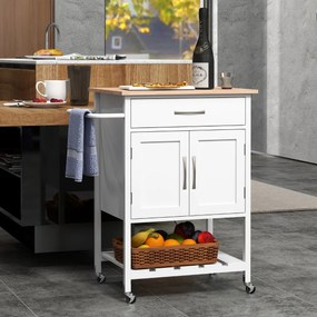 Costway Carrello da cucina mobile con cassettovassoio inferiore porta asciugamani, Isola da cucina a 2 ante 3 Colori