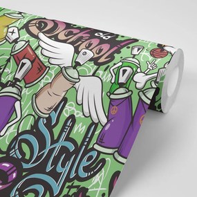 Carta da parati autoadesiva – Street art allegro in verde
