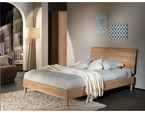 Letto matrimoniale di colore naturale in rovere massiccio rete non inclusa 160x200 cm Forrest – Vipack