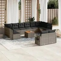 Set Divani da Giardino 13 pz con Cuscini Grigio in Polyrattancod mxl 90536