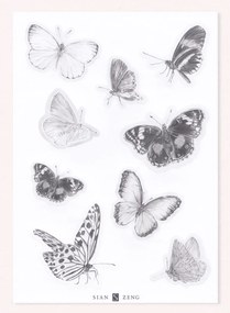 Sian Zeng Adesivo murale Butterfly  - Grey