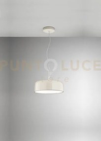 Velia sospensione in metallo bianco panna lucido led 20w + 10w cct ...