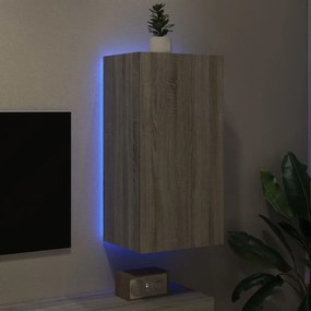 Mobile tv a parete con luci led grigio sonoma 40,5x35x80 cm