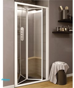 Giava Porta a Due Ante a Soffietto "Smeralda" Da 88/93 Cm Cristallo Temperato Trasparente Da 3 mm Profili Bianchi