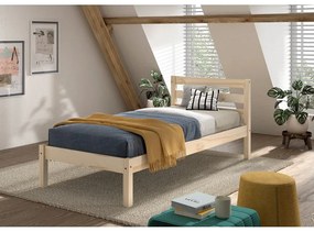 Letto da bambini di colore naturale in pino massiccio rete non inclusa 90x200 cm Pino – Vipack