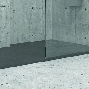 Kamalu - piatto doccia 140x80 cm effetto pietra colore antracite nero