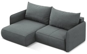 Divano angolare grigio allungabile/con contenitore (con penisola a sinistra) Nanea – Makamii