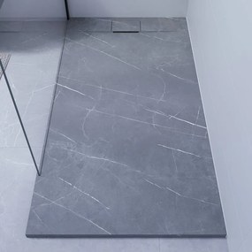 Piatto doccia SENSEA in composito minerale di resina gelificata Neo grigio L 90 x L 140 x H 3 cm opaco effetto marmo