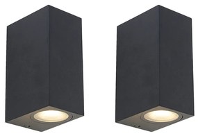 Set di 2 lampade da parete moderne nere a 2 luci IP44 - Baleno