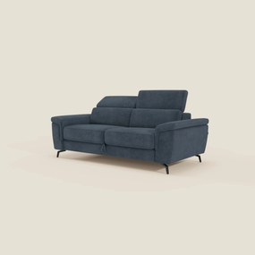 Estro Divano 3 posti con pouf estraibile - poggiatesta reclinabili in tessuto impermeabile T14 blu