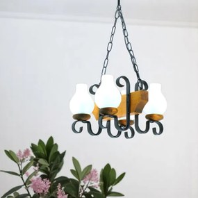 Brilagi - Lampadario a sospensione con catena QUEEN 4xE14/40W/230V faggio