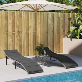 Lettini Prendisole 2 Pz Con Cuscini Grigio Chiaro İn Polyrattan /