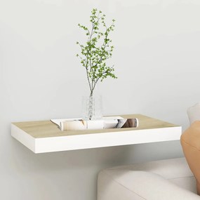 Scaffale A Parete Rovere E Bianco 40x23x3,8 Cm İn Mdf /