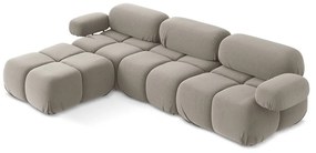 Divano angolare componibile beige con rivestimento in velluto Lokua – Makamii