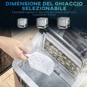 Macchina del Ghiaccio Autopulente da 24 Cubetti in 14-18 Minuti 20 kg in 24 Ore Nero...