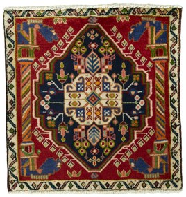 Shiraz Tappeto 60x60 Rosso (Iran) Annodato A Mano