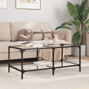 Tavolini Con Piano Vetro Trasparente 2 Pz 98,5x50x40 Cm Acciaio /