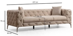 Divano in velluto beige 237 cm Como - Artie