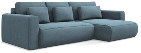 Divano angolare azzurro allungabile/con contenitore (con penisola a destra/con chaise lounge) Kapua – Makamii