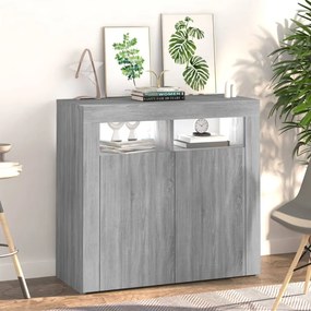 Credenza con Luci LED Grigio Sonoma 80x35x75 cm