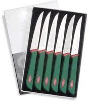 Set Coltelli per Costata 6 Pezzi Lama 6 cm Manico Antiscivolo Sanelli Premana Verde/Rosso