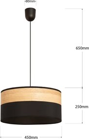 Lampadario a cavo ALBA 1xE27/15W/230V Ø 45 cm nero/marrone