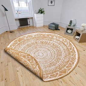 Tappeto rotondo per esterni giallo ocra-bianco ø 140 cm Siruma - NORTHRUGS