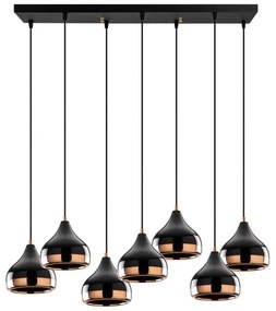 Lampadario nero/color rame con paralume in metallo Yildo – Opviq lights