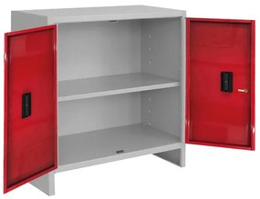 Armadio basso Pratiko M in acciaio, grigio e rosso L 80 x H 80 x P 40 cm, 2 ante, da interno