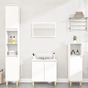 Set mobili da bagno 3 pz bianco in legno multistrato