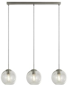 Lampadario Contemporaneo Balls Acciaio Cromo Vetro Trasparente 3 Luci E14