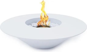 Camino a bioetanolo da terra braciere da giardino tondo per esterno Bianco d.60