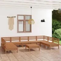 Set Salotto da Giardino 10 pz in Legno Massello di Pino Miele 3083422