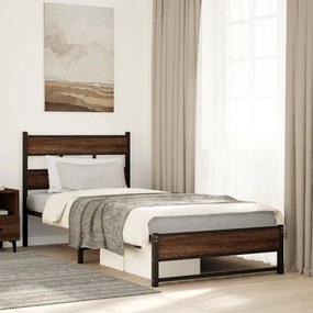 Giroletto Senza Materasso İn Metallo Rovere Marrone 90x190 Cm /