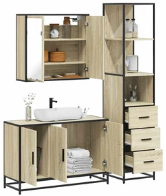 Set Mobili Da Bagno 3 Pz Rovere Sonoma İn Legno Multistrato /