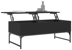 Tavolino salotto nero 100x50x40 cm legno multistrato e metallo