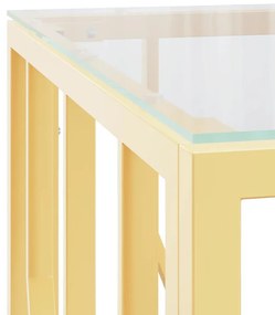 Tavolino da Salotto Oro 50x50x50 cm in Acciaio Inox e Vetro